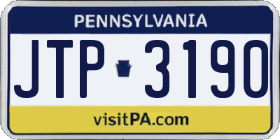 PA license plate JTP3190
