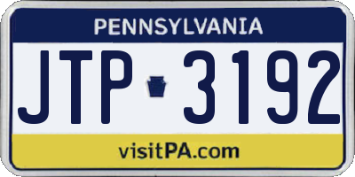 PA license plate JTP3192