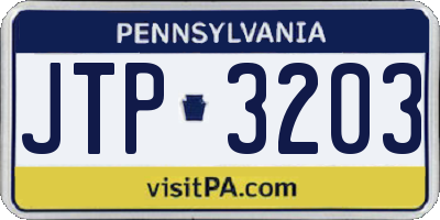 PA license plate JTP3203