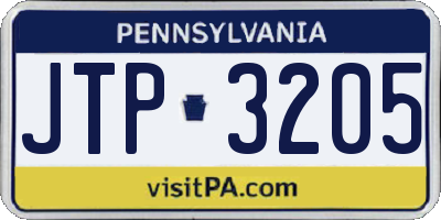 PA license plate JTP3205