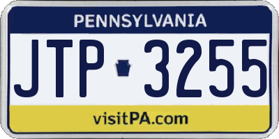 PA license plate JTP3255