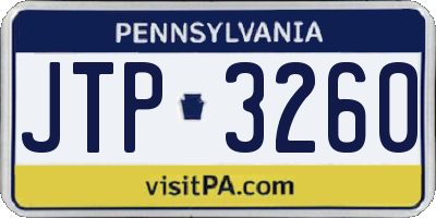PA license plate JTP3260