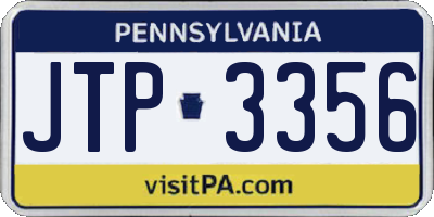 PA license plate JTP3356