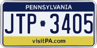PA license plate JTP3405
