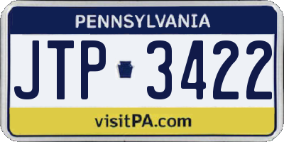 PA license plate JTP3422