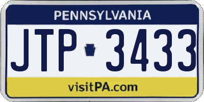 PA license plate JTP3433