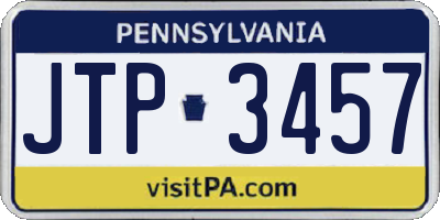 PA license plate JTP3457
