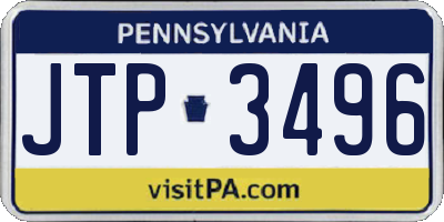 PA license plate JTP3496