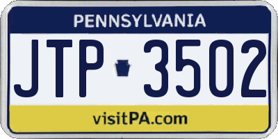 PA license plate JTP3502
