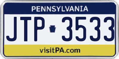 PA license plate JTP3533