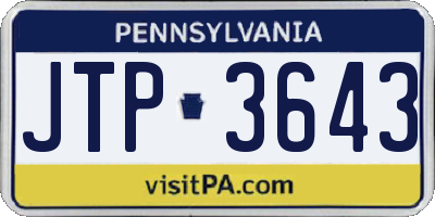 PA license plate JTP3643
