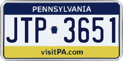 PA license plate JTP3651