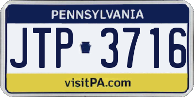 PA license plate JTP3716