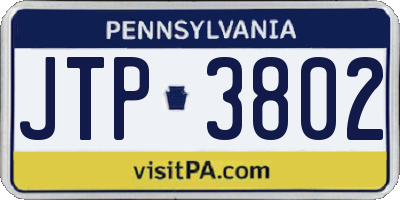 PA license plate JTP3802