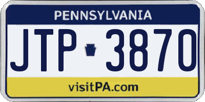 PA license plate JTP3870