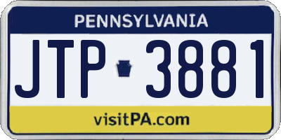 PA license plate JTP3881