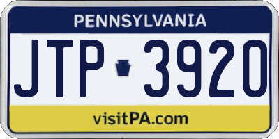 PA license plate JTP3920