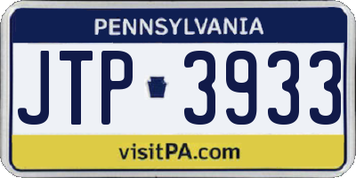 PA license plate JTP3933