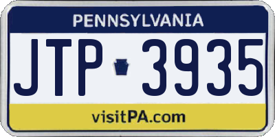 PA license plate JTP3935