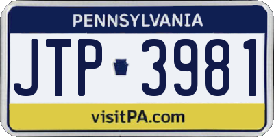 PA license plate JTP3981