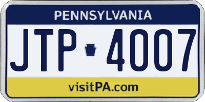 PA license plate JTP4007