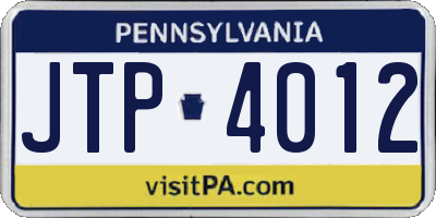 PA license plate JTP4012