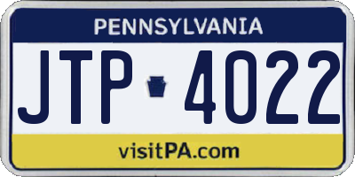PA license plate JTP4022
