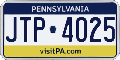 PA license plate JTP4025
