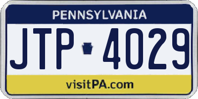 PA license plate JTP4029