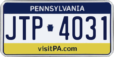 PA license plate JTP4031