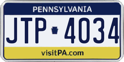 PA license plate JTP4034