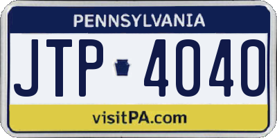 PA license plate JTP4040