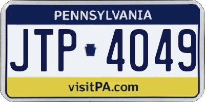 PA license plate JTP4049