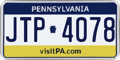 PA license plate JTP4078