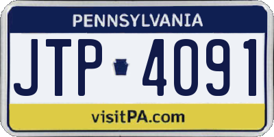 PA license plate JTP4091