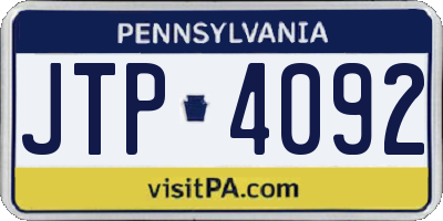 PA license plate JTP4092