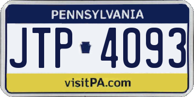 PA license plate JTP4093