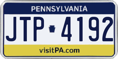 PA license plate JTP4192
