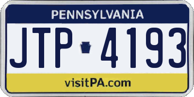 PA license plate JTP4193