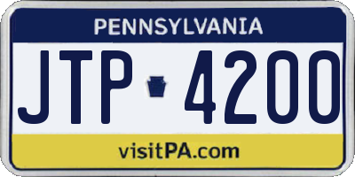 PA license plate JTP4200