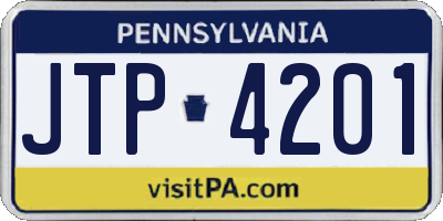 PA license plate JTP4201