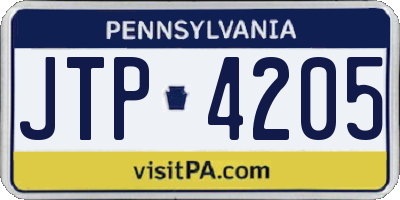 PA license plate JTP4205