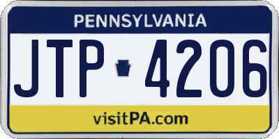 PA license plate JTP4206