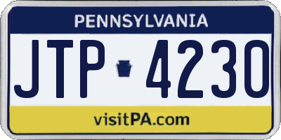 PA license plate JTP4230