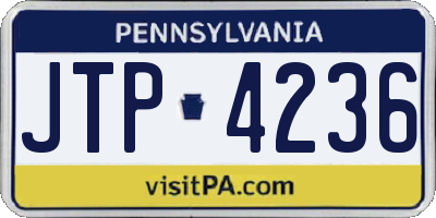 PA license plate JTP4236