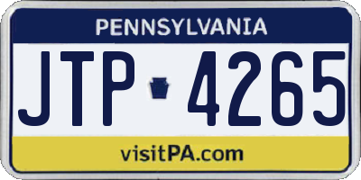 PA license plate JTP4265