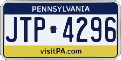 PA license plate JTP4296