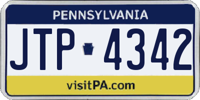 PA license plate JTP4342