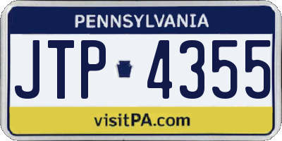 PA license plate JTP4355