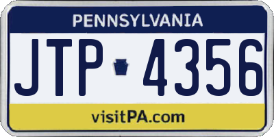 PA license plate JTP4356